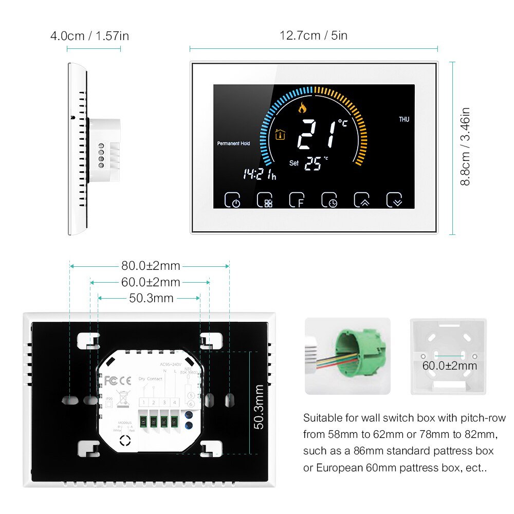 95-240V Wi-Fi Smart Programmable Thermostat Six Period...