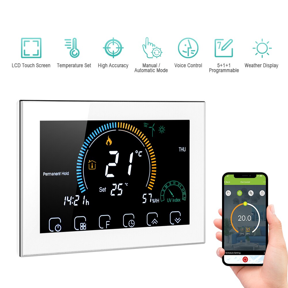 95-240V Wi-Fi Smart Programmable Thermostat Six Period...