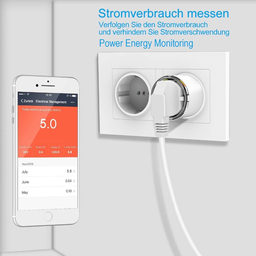 Smart Plug WiFi Control Socket 3680W 16A Power Energy...