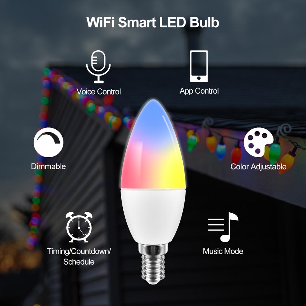 Tuya Smart Wifi LED Bulb E14, RGB Dimmable Light Bulb...