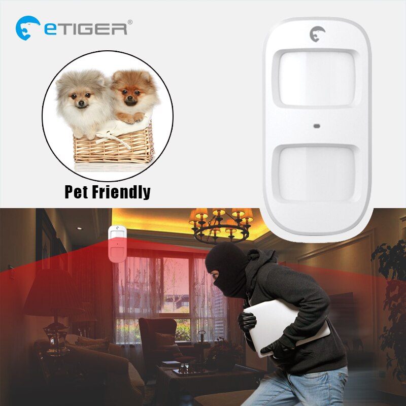 eTiger ES-D2A Wireless Pet-immnue Motion Sensor Alarm...