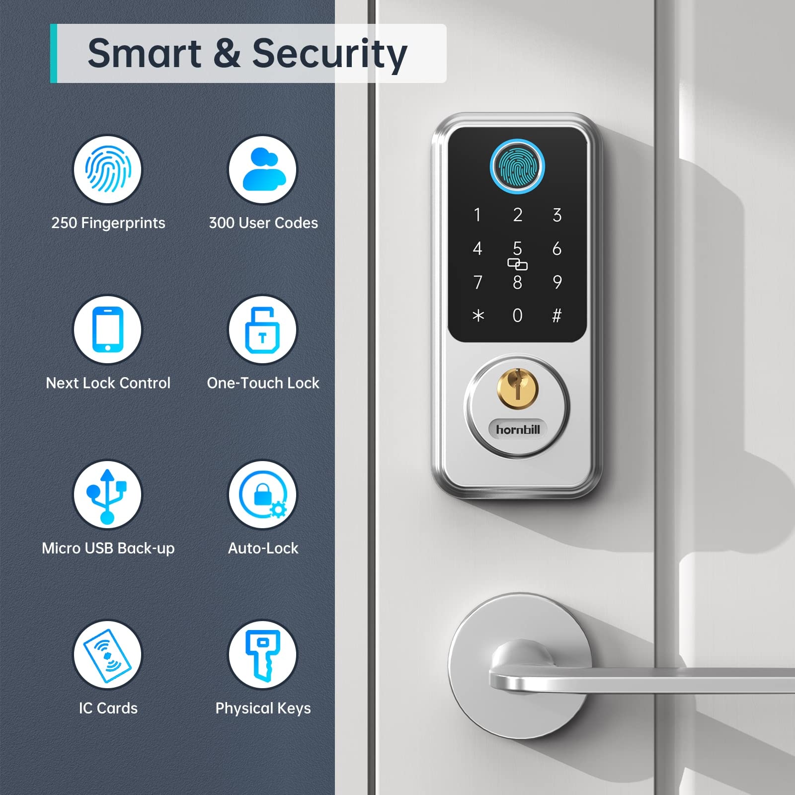Hornbill Fingerprint Smart Door Lock G2 Hub Wifi Gateway...