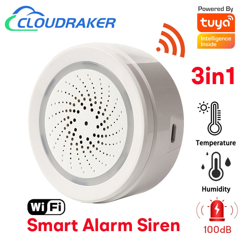 Tuya WiFi Alarm Siren 100dB with Temperature and Humidity...