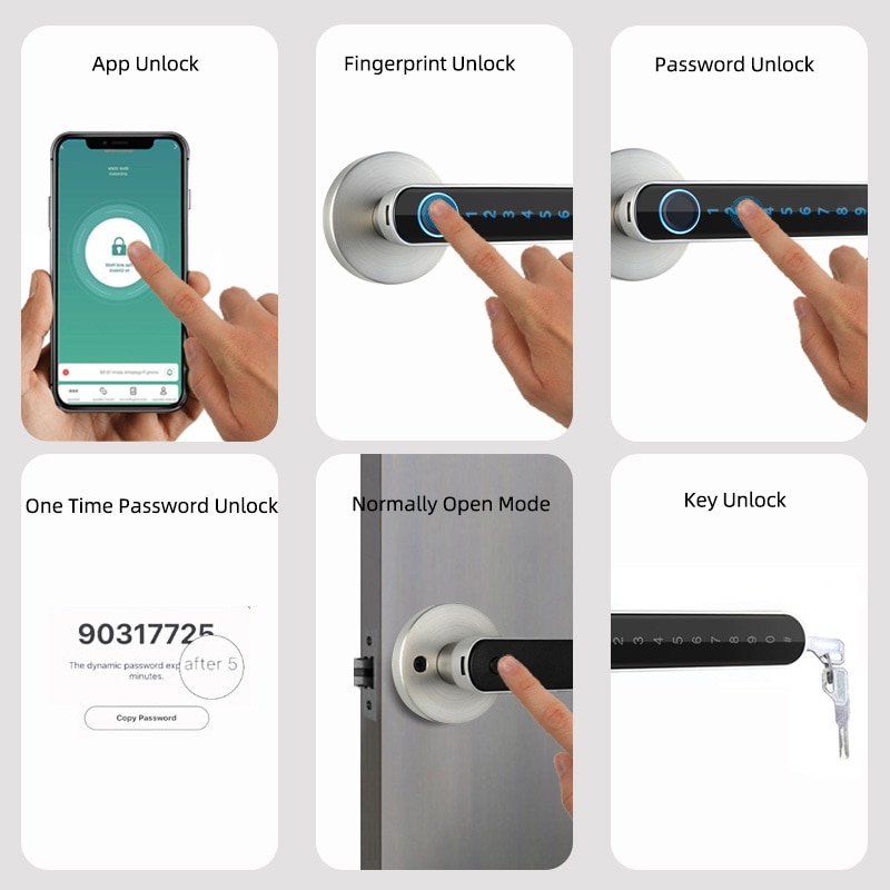 Wifi Tuya Fingerprint Door Lock APP Remotely Open Smart...